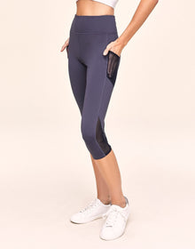 Adore Me Ava Cozy Crop Cozy Active Legging with Pockets & Mesh Details in color Graystone and shape legging