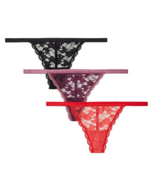 Adore Me Blaire Allover Lace Pack G-String Panties (Pack of 3) in color Multi- BPR and shape g-string