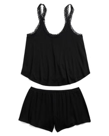 Adore Me Cailey Cami & Short Set in color Jet Black and shape pj