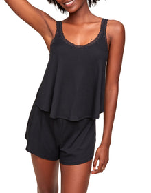 Adore Me Cailey Cami & Short Set in color Jet Black and shape pj