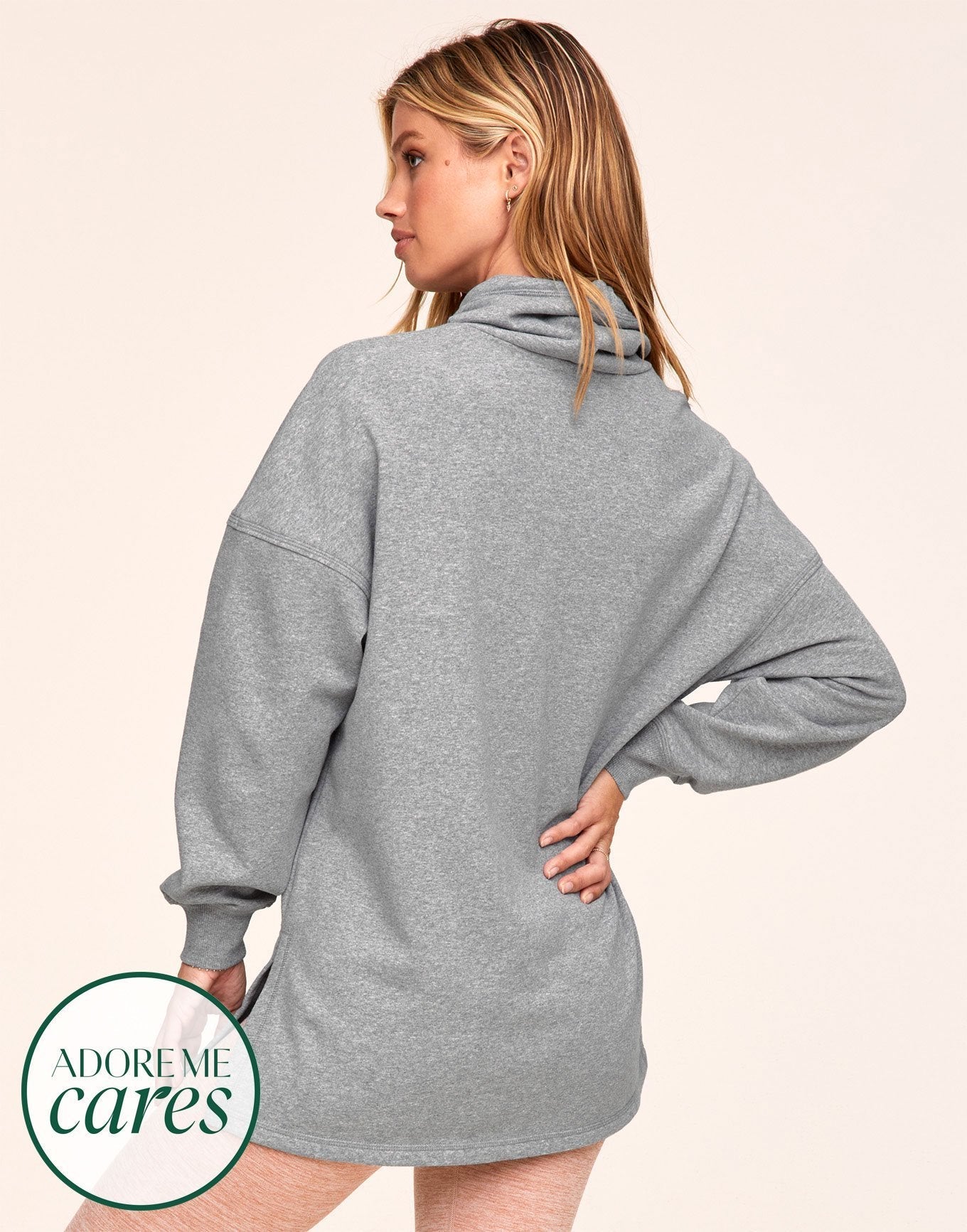 Adore Me Cate Sweatshirt in color Light Heather Gray and shape sweatshirt