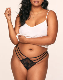 Adore Me Super Sexy Pack Two Thongs and One Crotchless Bikini (Panty Pack of 3) in color Multi- BBR and shape crotchless