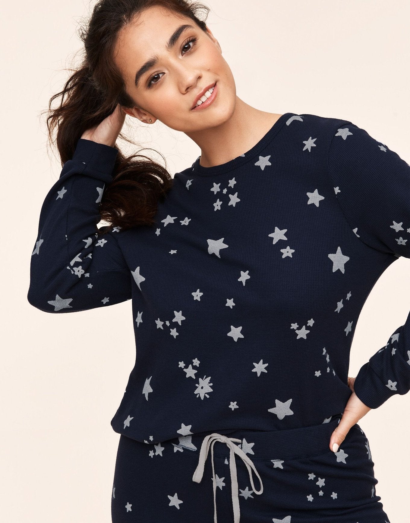 Adore Me Muriel Long-Sleeve Top & Legging Set in color Into the Stars C04 and shape pj