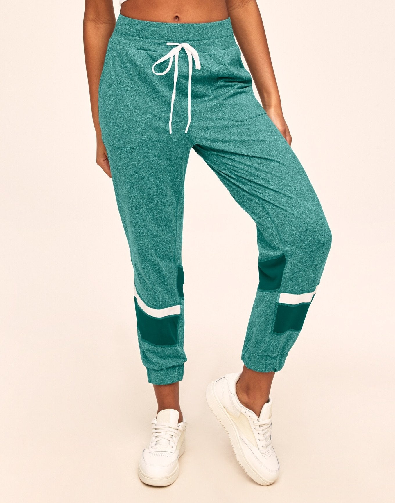 Adore Me Edyn Heather Active Jogger with Pockets in color Forever Green Heather and shape jogger