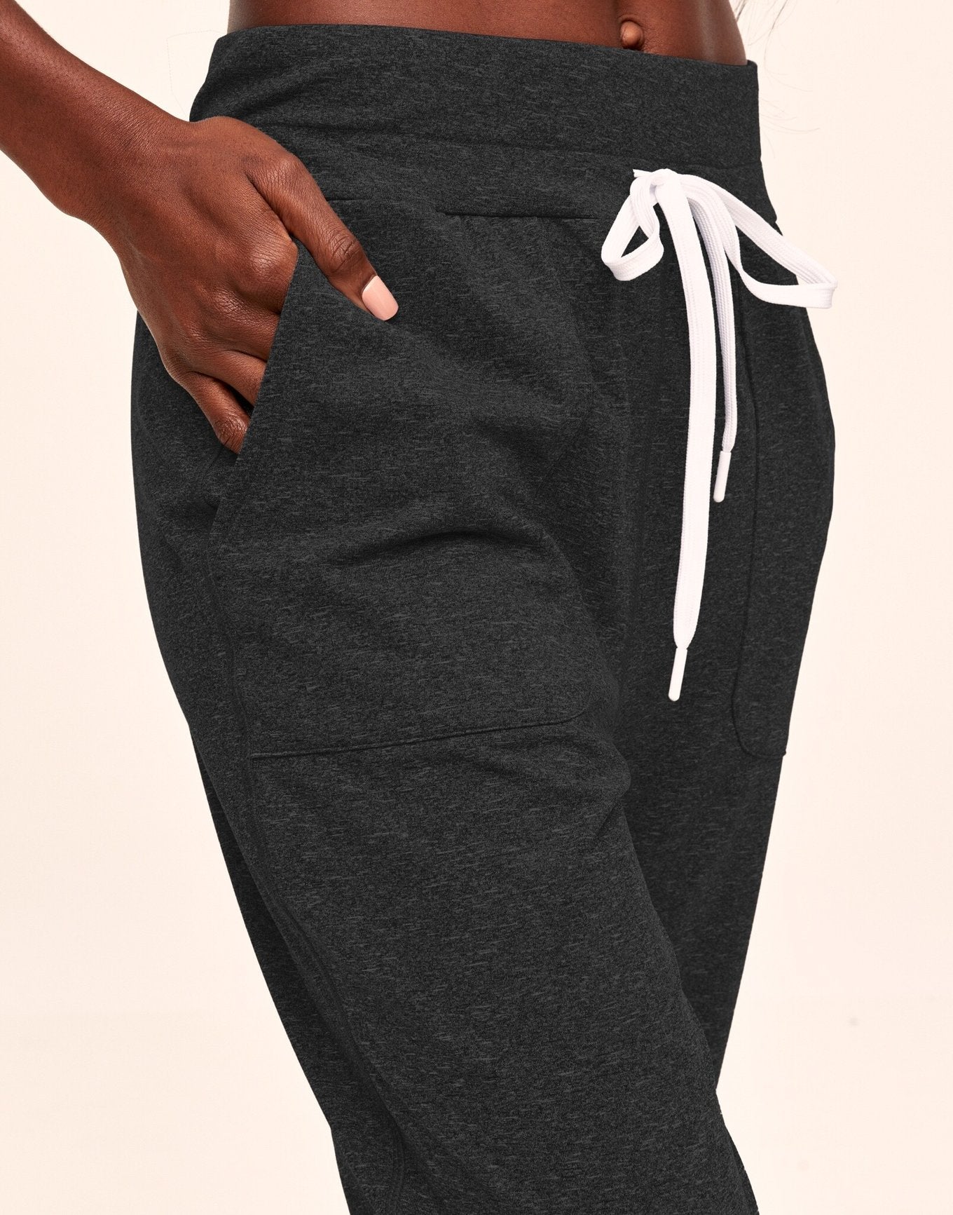 Adore Me Edyn Heather Active Jogger with Pockets in color Noir Dark Heather and shape jogger
