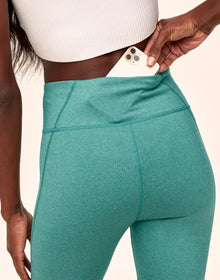 Adore Me Haley Heather Colorblock 7/8 High-waist 7/8 Legging with Phone Pocket in color Forever Green Heather and shape legging