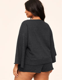 Adore Me Bailey Sweatshirt & Short Set in color Cyclo 102 Dark Heather Gray and shape pj