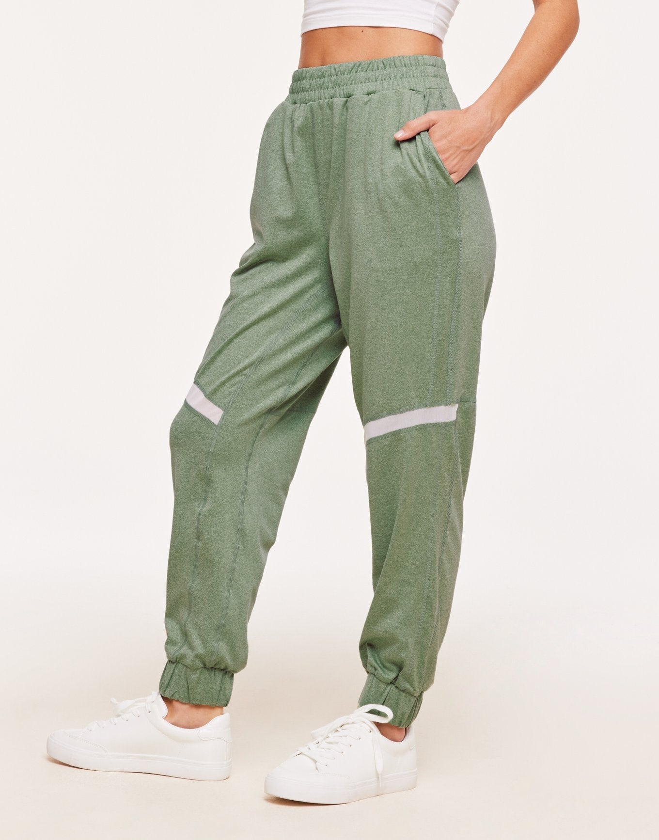 Adore Me Harmoney Fashion Jogger With Mesh Detail in color Loden Frost and shape jogger