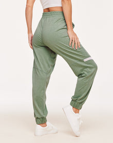 Adore Me Harmoney Fashion Jogger With Mesh Detail in color Loden Frost and shape jogger