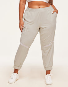Adore Me Harmoney Fashion Jogger With Mesh Detail in color Oatmeal and shape jogger