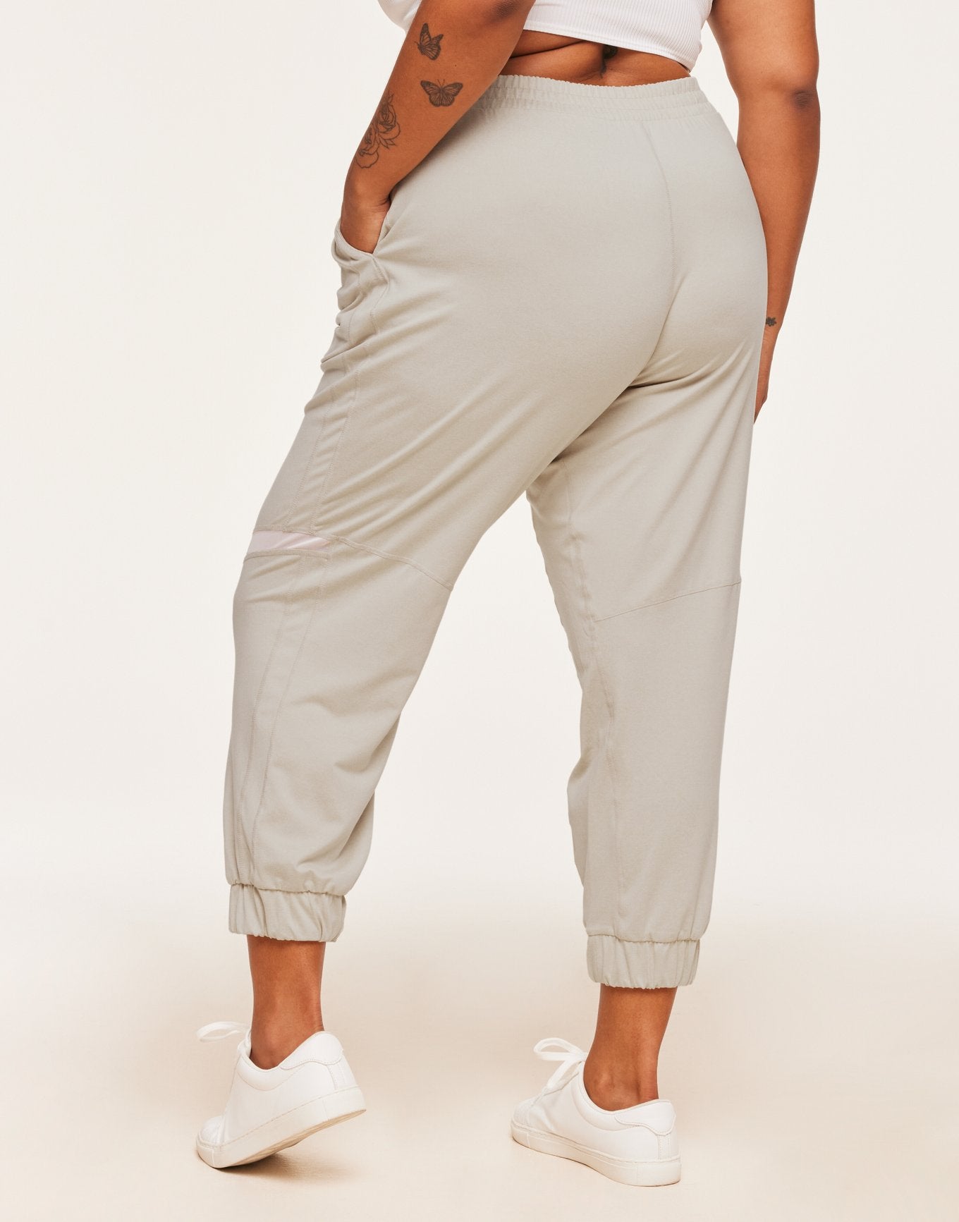 Adore Me Harmoney Fashion Jogger With Mesh Detail in color Oatmeal and shape jogger