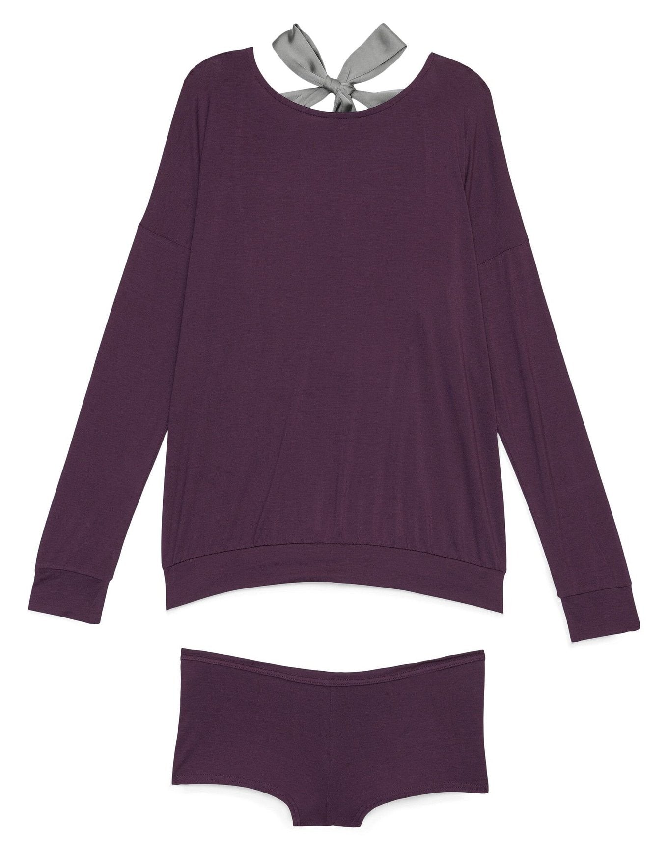Adore Me Lyanna PJ Short Set in color Blackberry Wine and shape pj