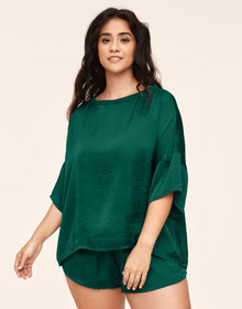 Adore Me Eliza T-Shirt & Short Set in color Deep Teal and shape pj