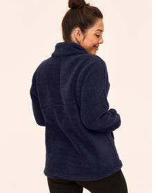 Adore Me Addi Sherpa Pullover in color Evening Blue and shape pj