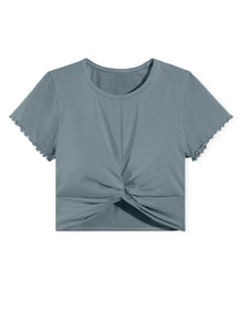Adore Me Keiko Fitted Crew-Neck T-Shirt in color Lead and shape pj