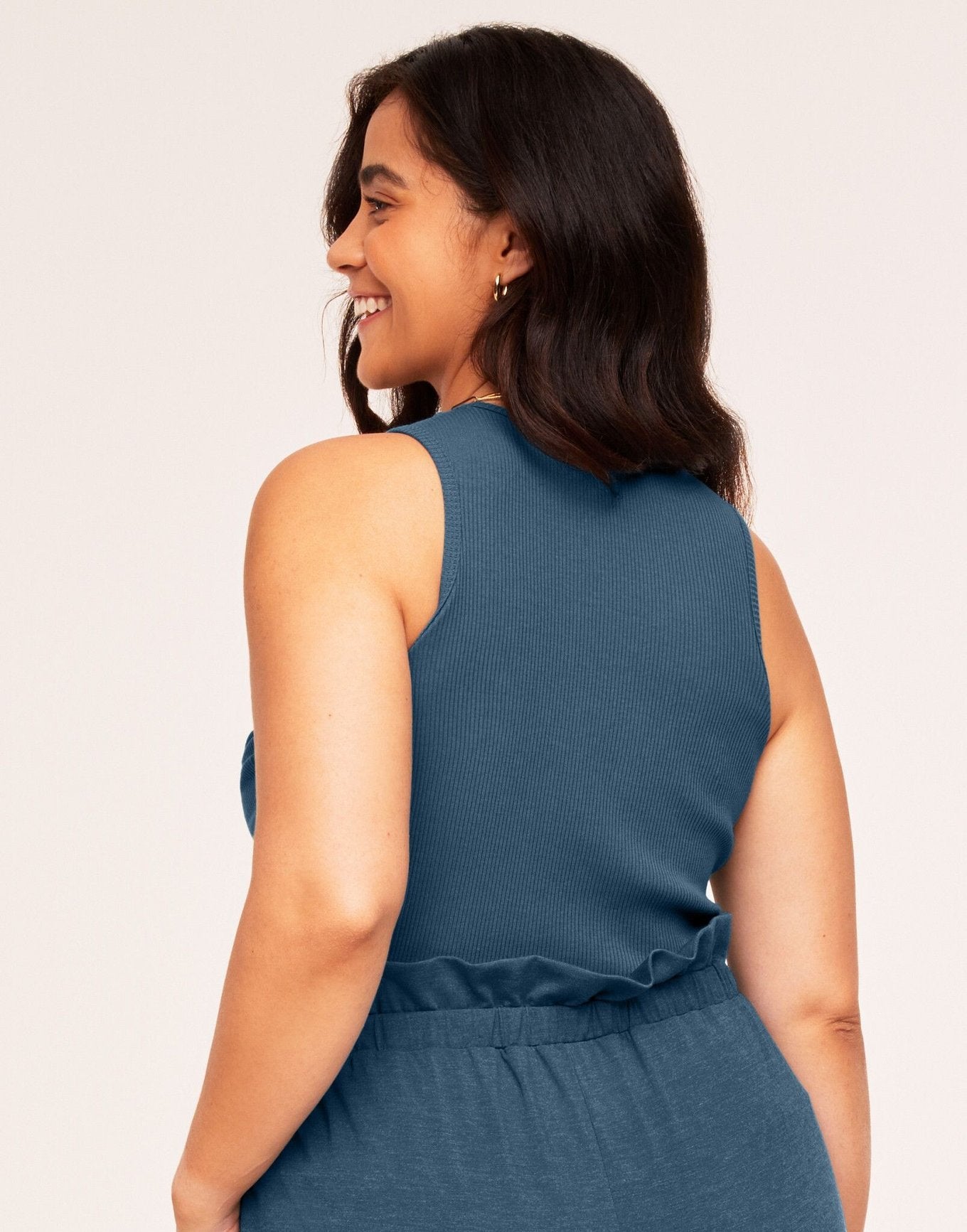 Adore Me Janele Fitted Tank Top in color Indian Teal and shape pj