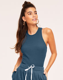 Adore Me Janele Fitted Tank Top in color Indian Teal and shape pj