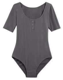 Adore Me Guilia Short-Sleeve Bodysuit in color Excalibur and shape bodysuit