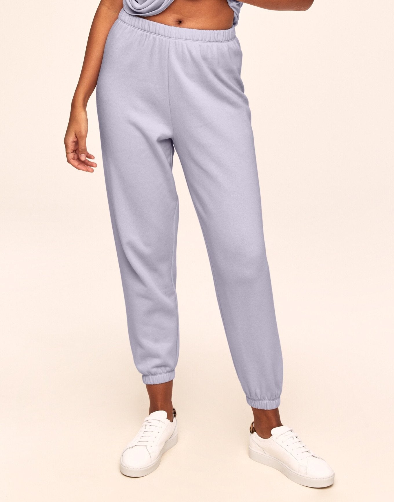 Adore Me Kaylie Classic Fleece Sweatpant in color Lavender Blue and shape pant