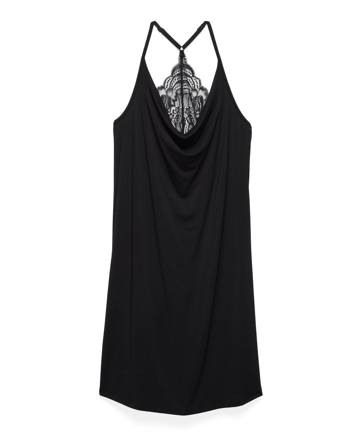 Adore Me Jacqueline Knit Slip in color Jet Black and shape slip