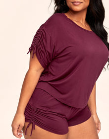 Adore Me Laura Knit Top & Short Set in color Rhododendron and shape pj