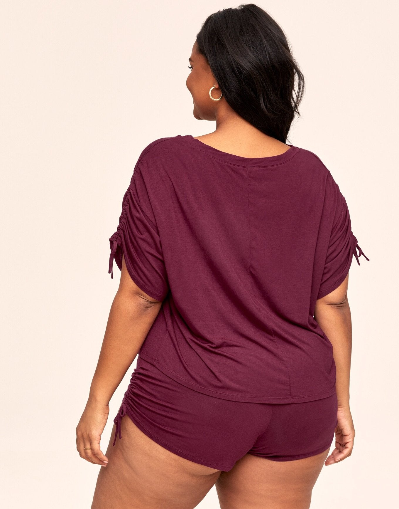 Adore Me Laura Knit Top & Short Set in color Rhododendron and shape pj