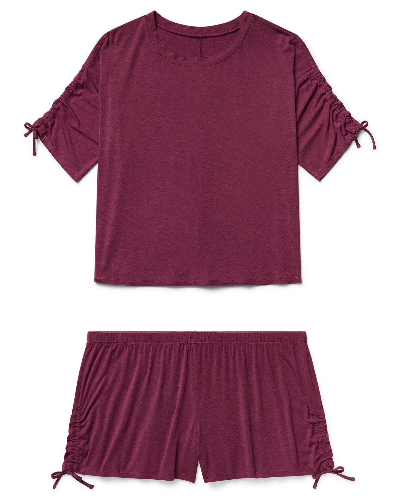 Adore Me Laura Knit Top & Short Set in color Rhododendron and shape pj