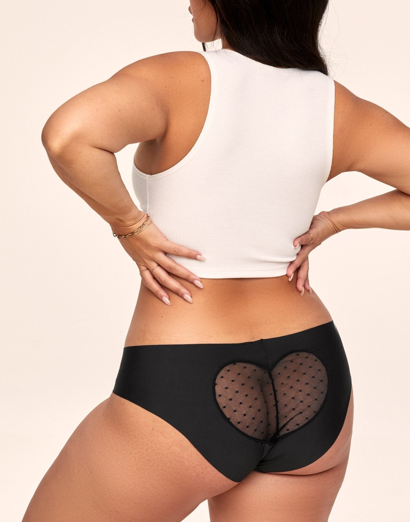 Adore Me Claire No-Show Hipster Feat. Heart Cut-Out in color Jet Black and shape hipster