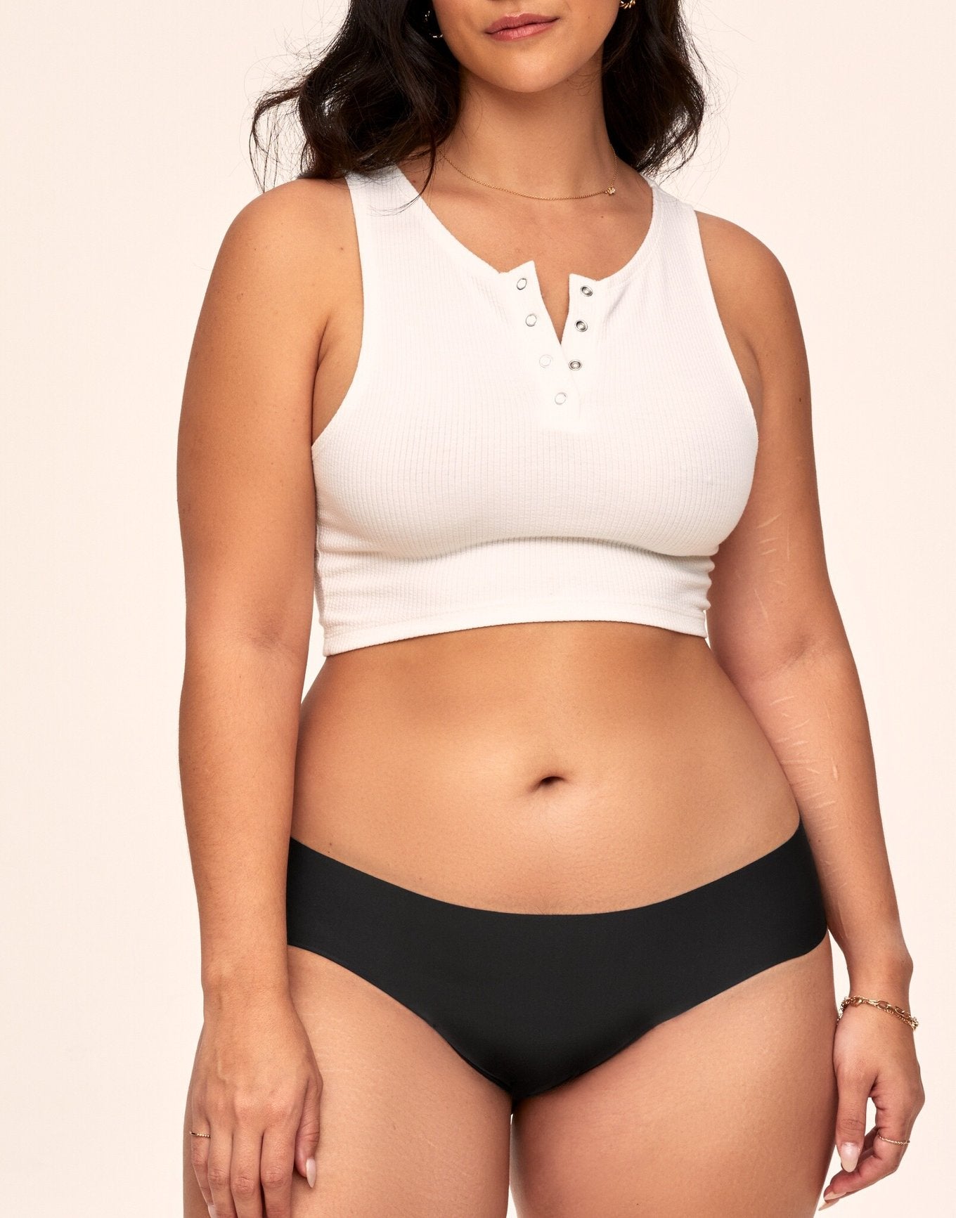 Adore Me Claire No-Show Hipster Feat. Heart Cut-Out in color Jet Black and shape hipster