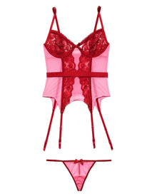 Adore Me Lyla Unlined Bustier & Panty Set in color Sachet Pink and shape bustier