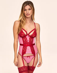 Adore Me Lyla Unlined Bustier & Panty Set in color Sachet Pink and shape bustier