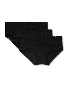 Adore Me Millie Cotton Pack Hipster Panties (Pack of 3) in color Jet Black and shape hipster