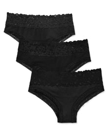Adore Me Mackenna Cotton Pack Cheeky Panties (Pack of 3) in color Jet Black and shape cheeky