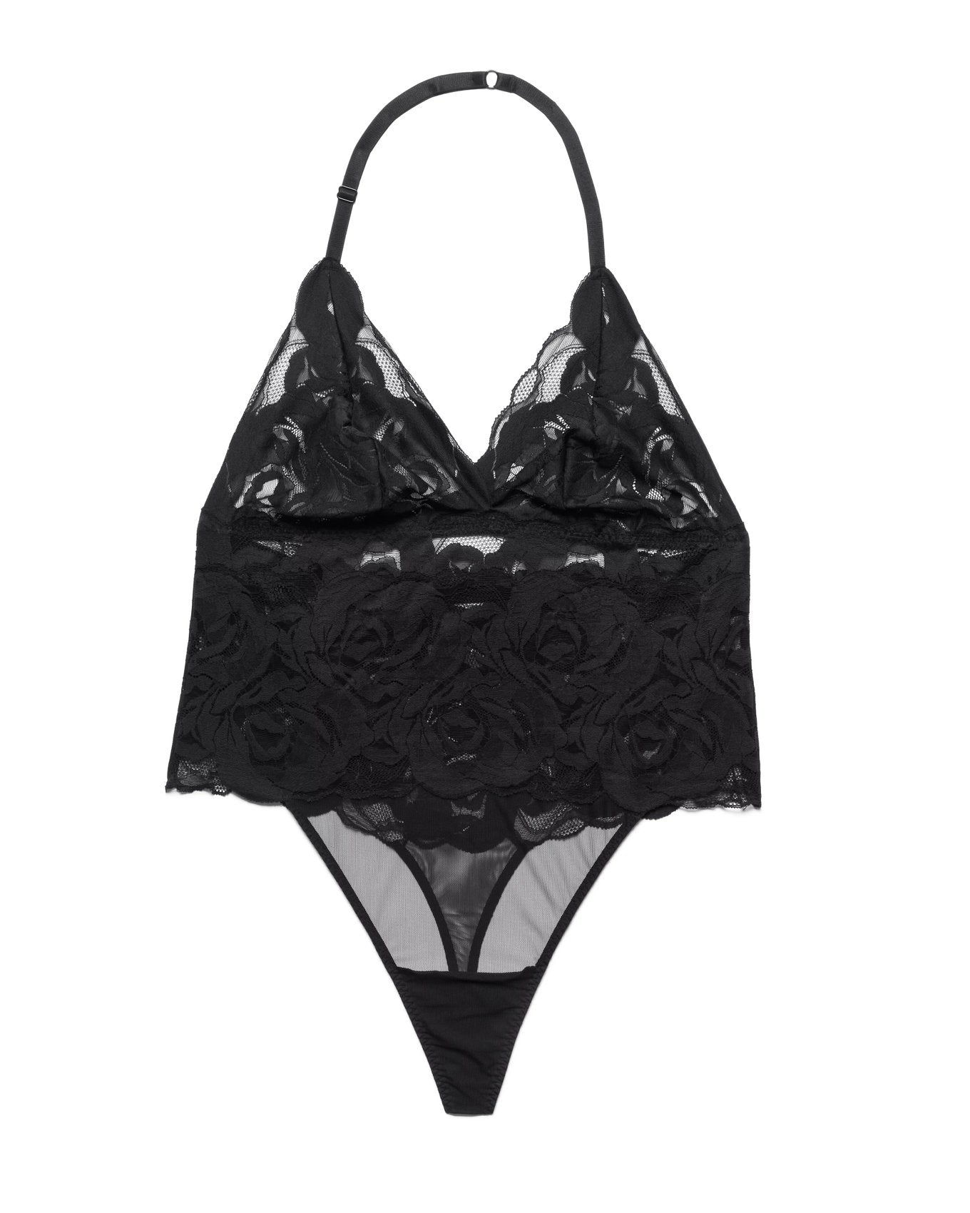 Adore Me Esme Lace Bodysuit in color Jet Black and shape bodysuit