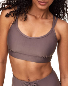 Adore Me Remy Rib Bra Ribbed Sports Bra in color Brisket and shape sports bra