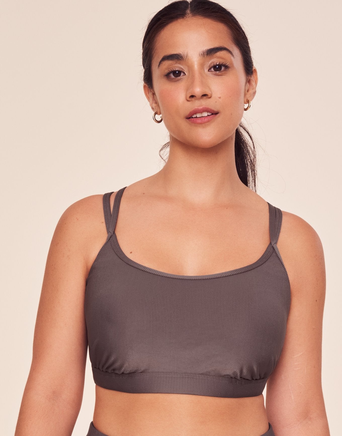 Adore Me Remy Rib Bra Ribbed Sports Bra in color Brisket and shape sports bra