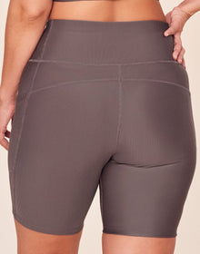 Adore Me Remy Rib Lace-Up Biker Short Ribbed Biker Shorts in color Brisket and shape short