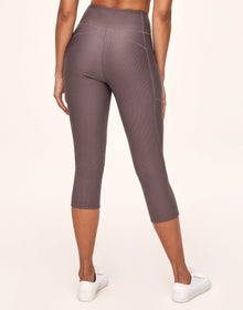Adore Me Remy Rib Lace-Up Crop Ribbed Crop Bottoms in color Brisket and shape legging