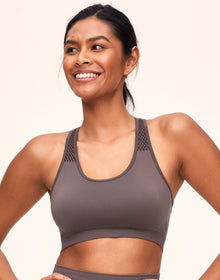Adore Me Skylar Seamless Bra Seamless Bra in color Brisket and shape sports bra