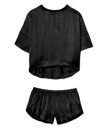 Adore Me Eliza T-Shirt & Short Set in color Jet Black and shape pj