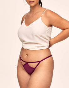 Adore Me Arena Crotchless Bikini in color Magenta Purple and shape crotchless