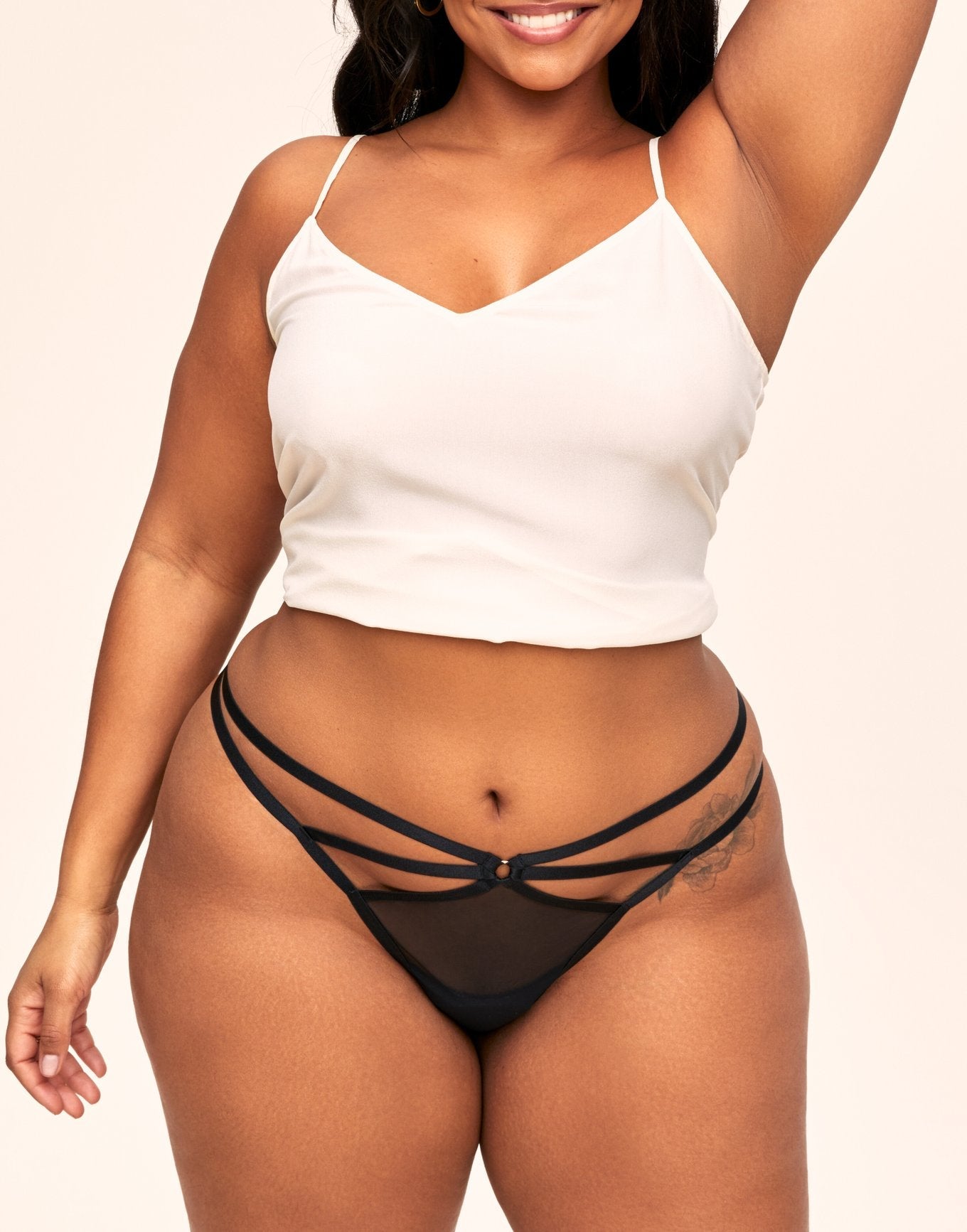 Adore Me Ashlyn G-String in color Jet Black and shape g-string