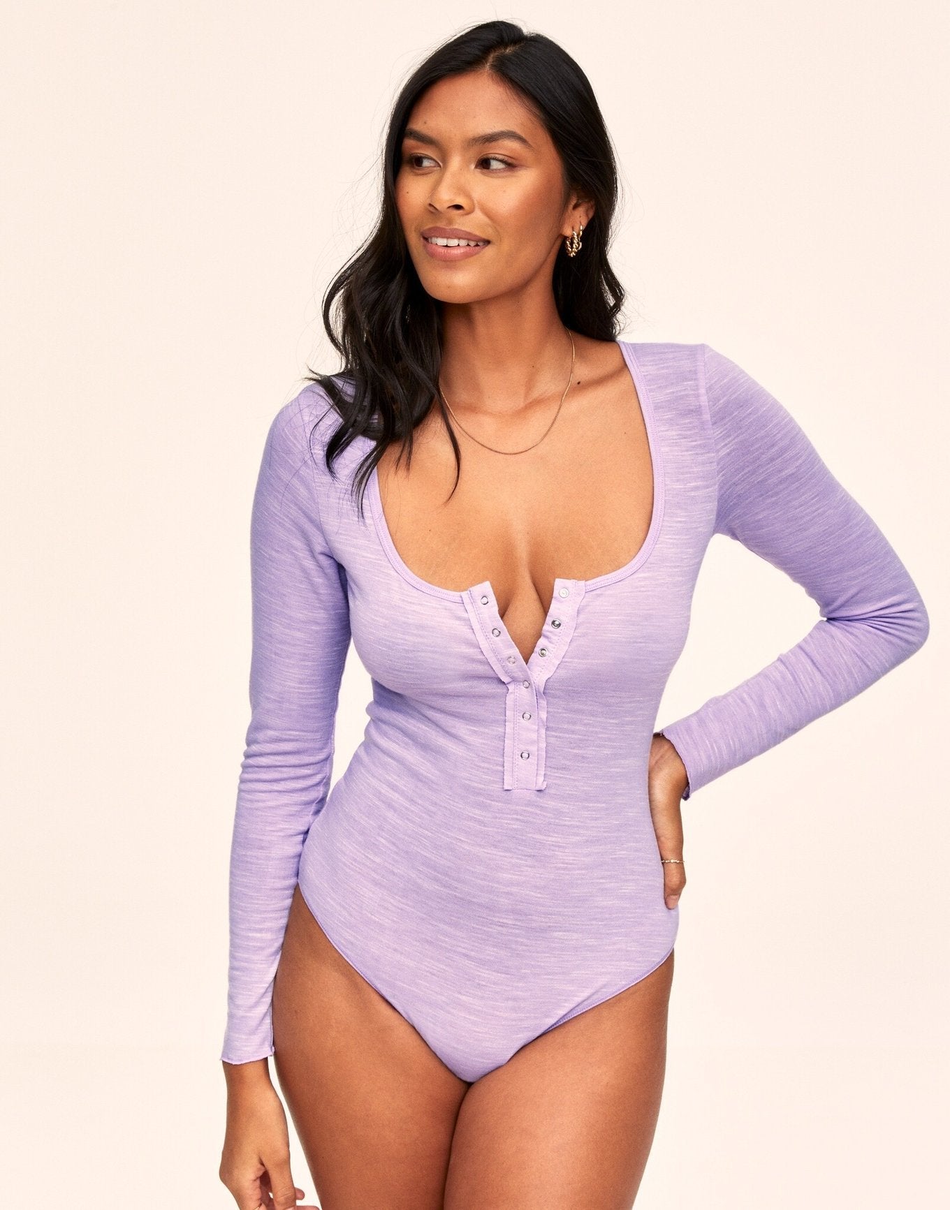Adore Me Havyn Bodysuit in color Pastel Lilac and shape bodysuit