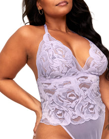 Adore Me Esme Lace Bodysuit in color Pastel Lilac and shape bodysuit