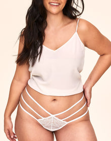 Adore Me Kimberly Strappy Thong in color Bright White and shape thong