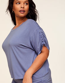 Adore Me Laura Knit Top & Short Set in color Purple Impression and shape pj