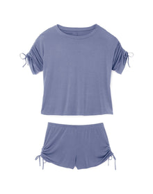Adore Me Laura Knit Top & Short Set in color Purple Impression and shape pj