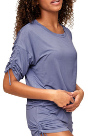 Adore Me Laura Knit Top & Short Set in color Purple Impression and shape pj