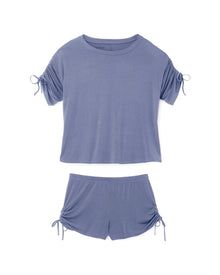 Adore Me Laura Knit Top & Short Set in color Purple Impression and shape pj