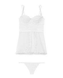 Adore Me Etty Babydoll & G-String Set in color Bright White and shape babydoll
